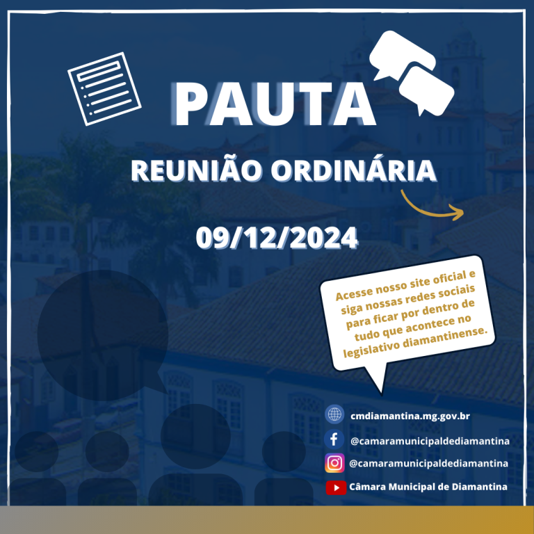 PAUTA DA REUNIÃO ORDINÁRIA - 09/12/2024