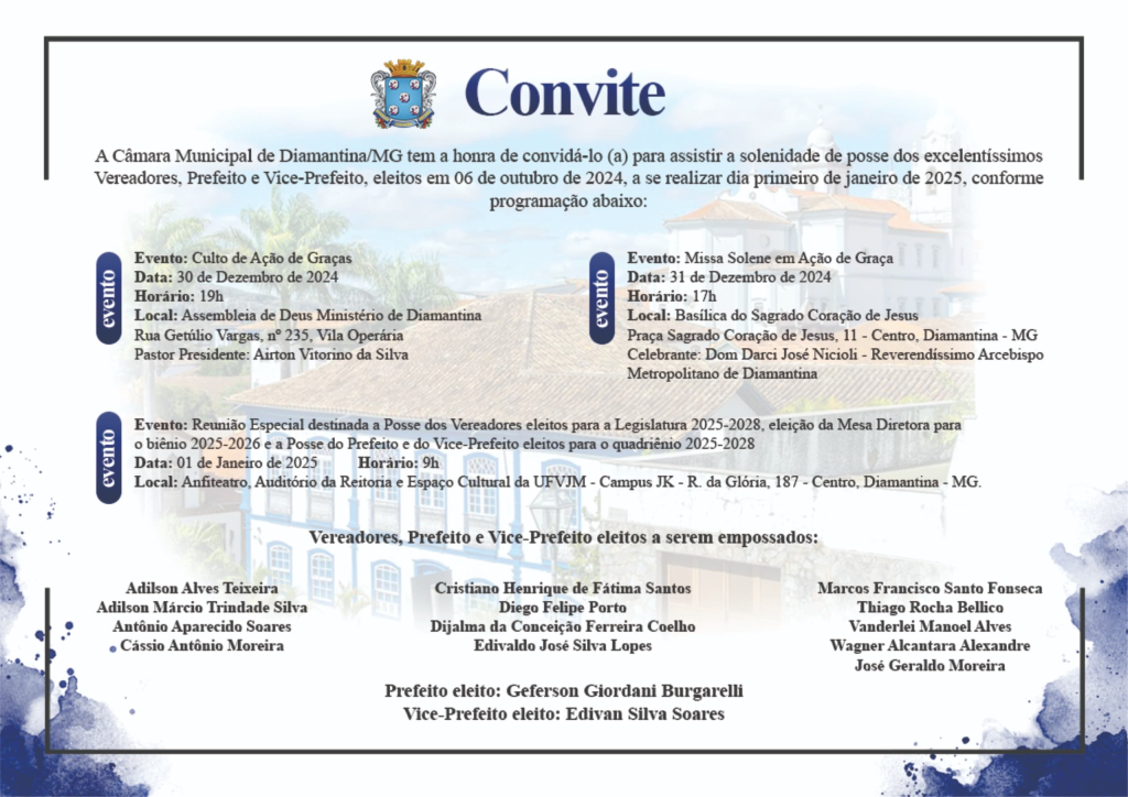 CONVITE - SOLENIDADE DE POSSE 2025-2028