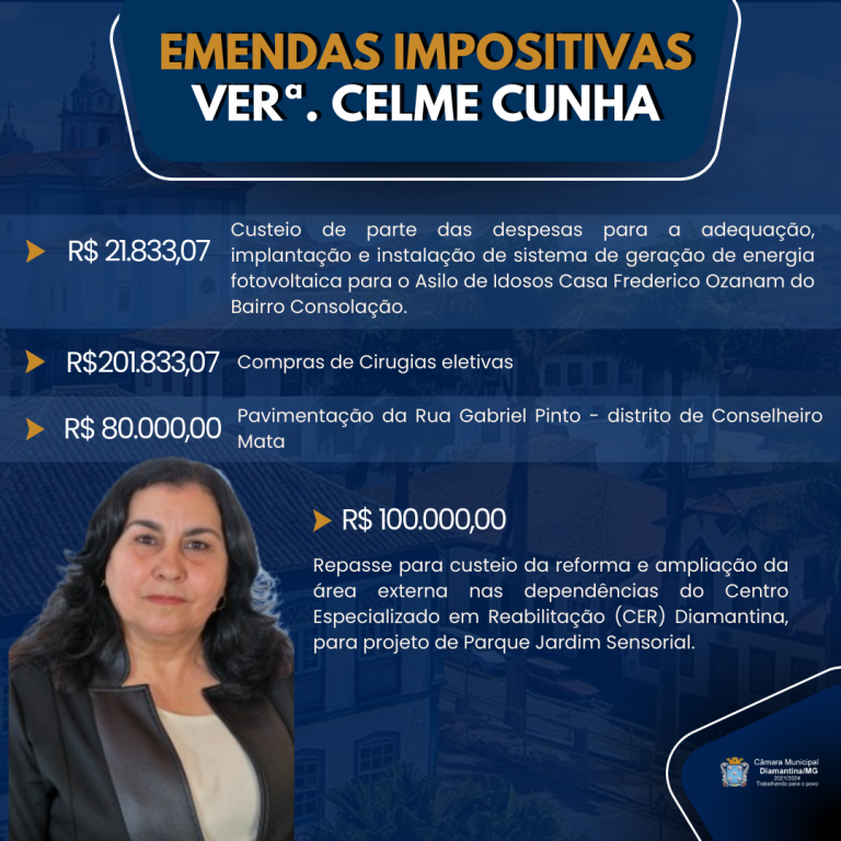 EMENDAS IMPOSITIVAS VERª. CELME CUNHA