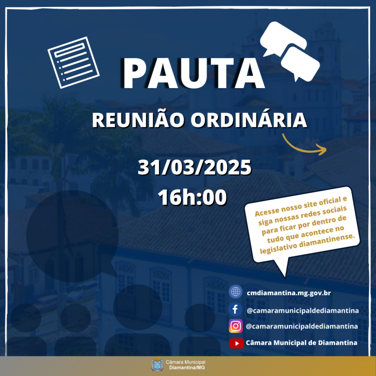 PAUTA DA REUNIÃO ORDINÁRIA - 31/03/2025