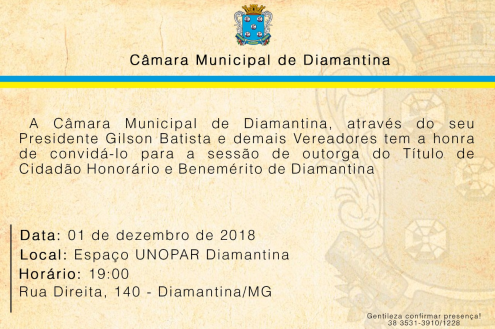 Lista dos Agraciados - Título Cidadão Honorário e Benemérito