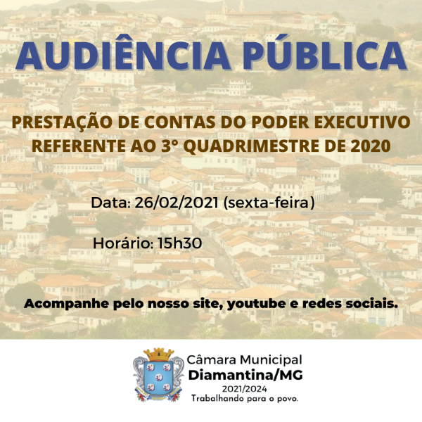 CONVITE À POPULAÇÃO! AUDIÊNCIA PÚBLICA