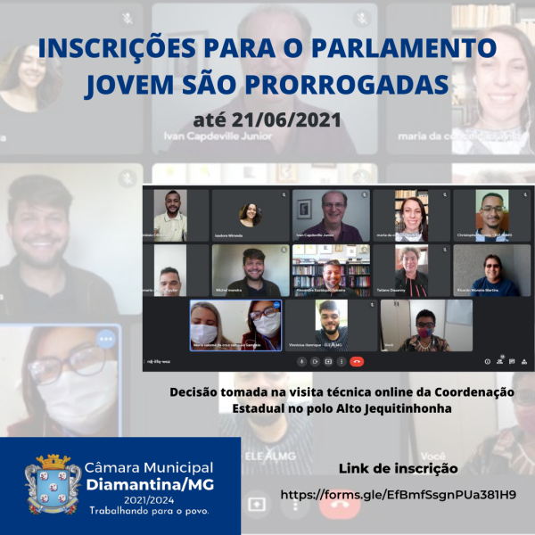 INSCRIÇÕES PARA O PARLAMENTO JOVEM SÃO PRORROGADAS TAMBÉM PARA ALUNOS QUE JÁ CONCLUÍRAM O ENSINO MÉDIO