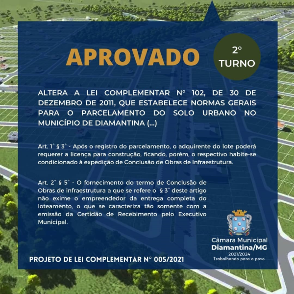 CÂMARA MUNICIPAL APROVA EM 2° TURNO