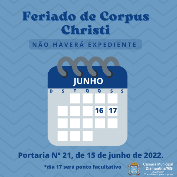 FERIADO DE CORPUS CHRISTI 
